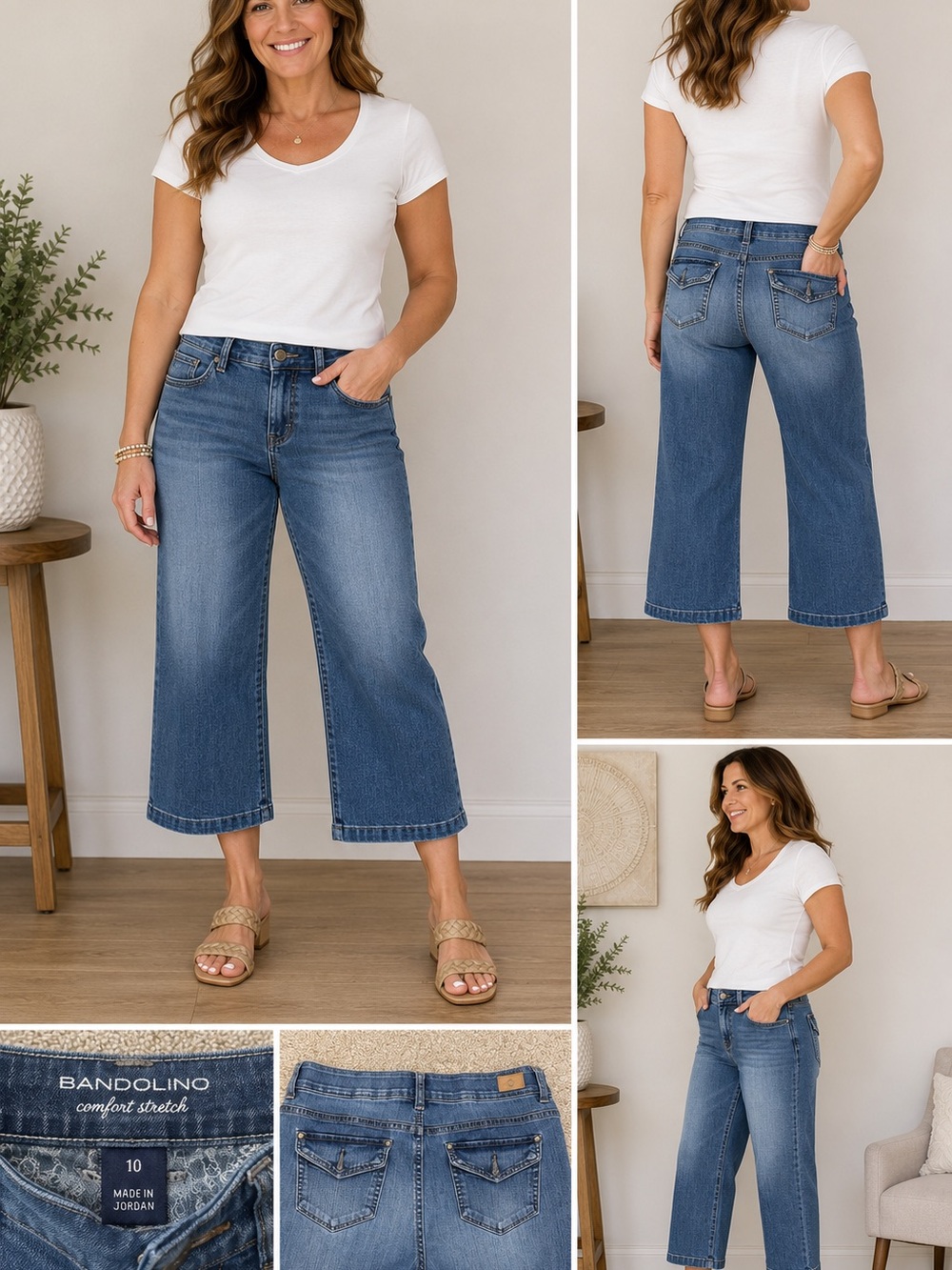 Bandolino Comfort Stretch Cropped Wide Leg Jeans Women’s